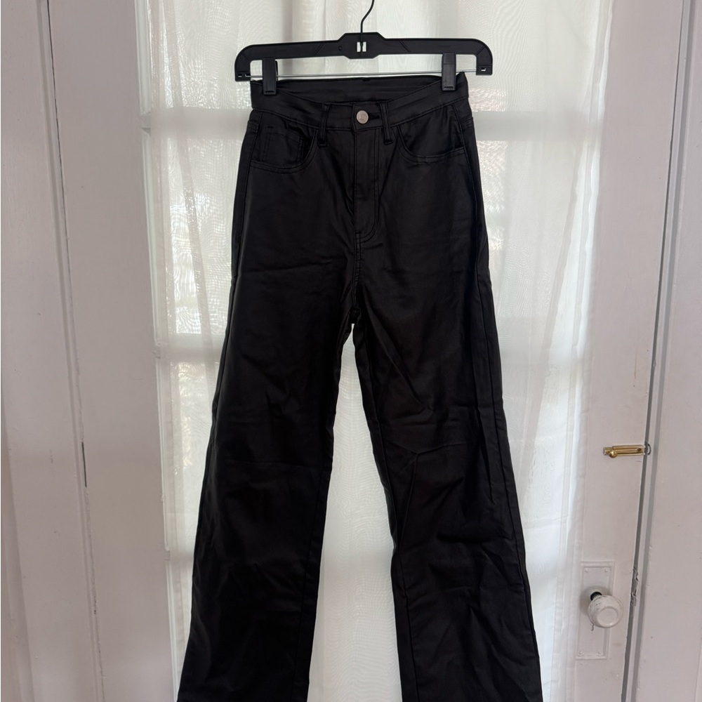 Shein Black Faux Leather Pants — Size Small (US 4 / EU 36)
